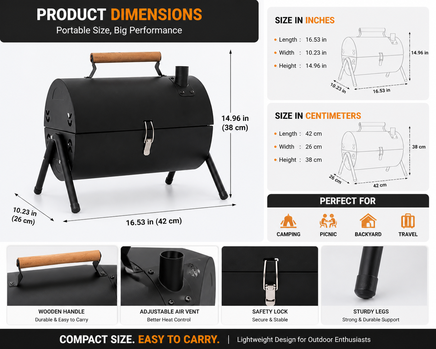 Tabletop BBQ grill for camping trips
